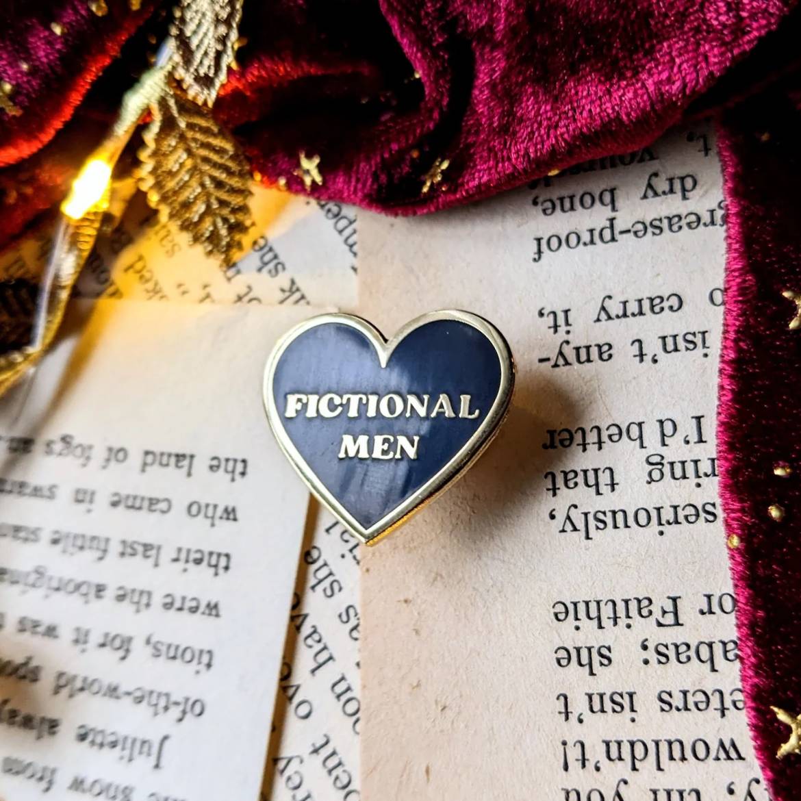 Fictional men heart hard enamel pin
