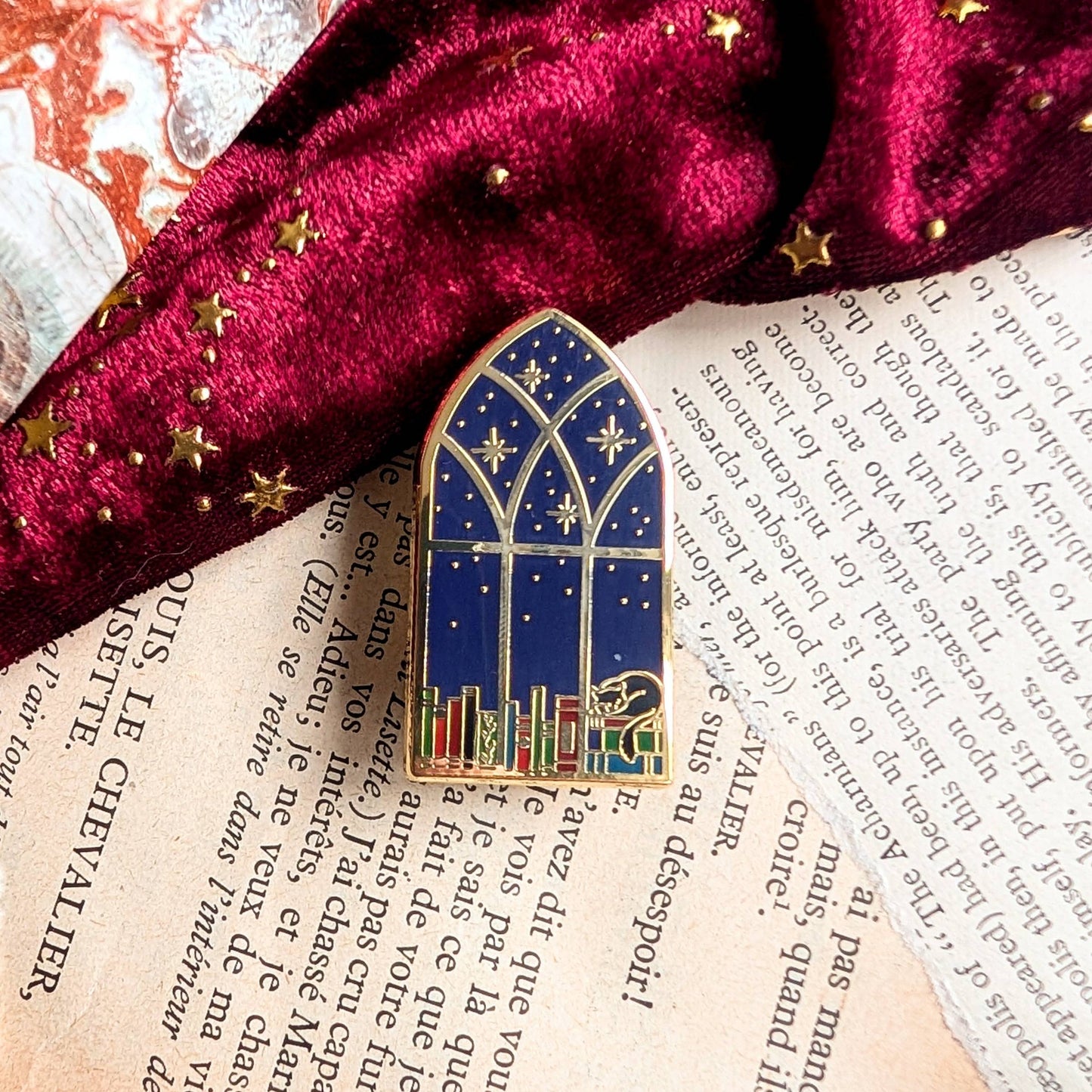 Library Window hard enamel pin