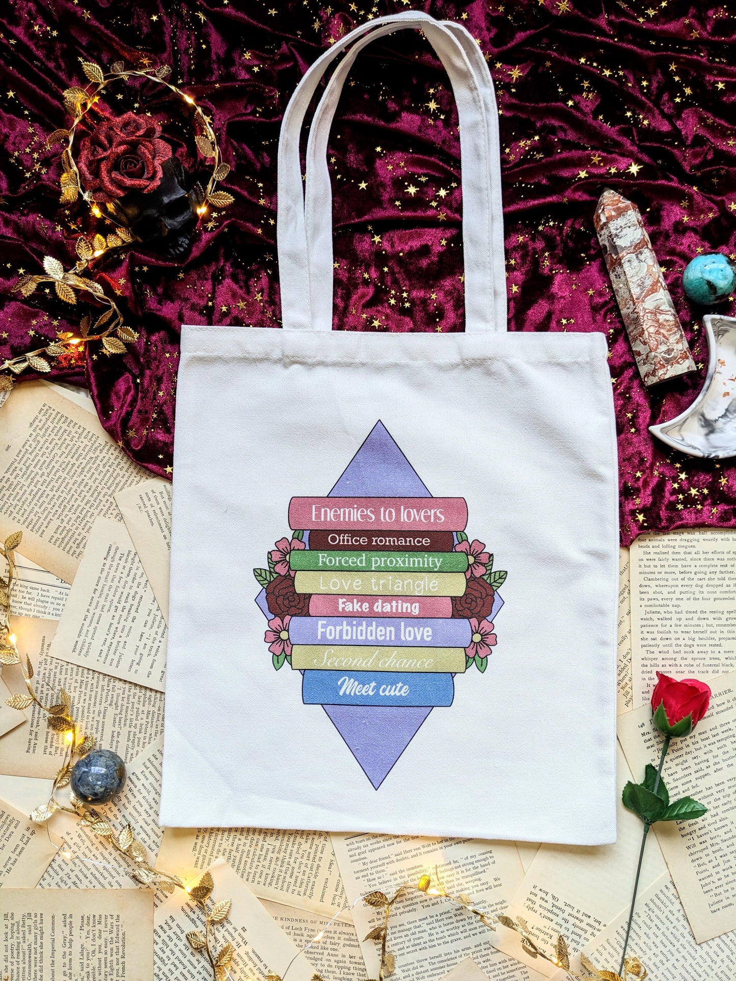 Romance Tropes Canvas Tote Bag