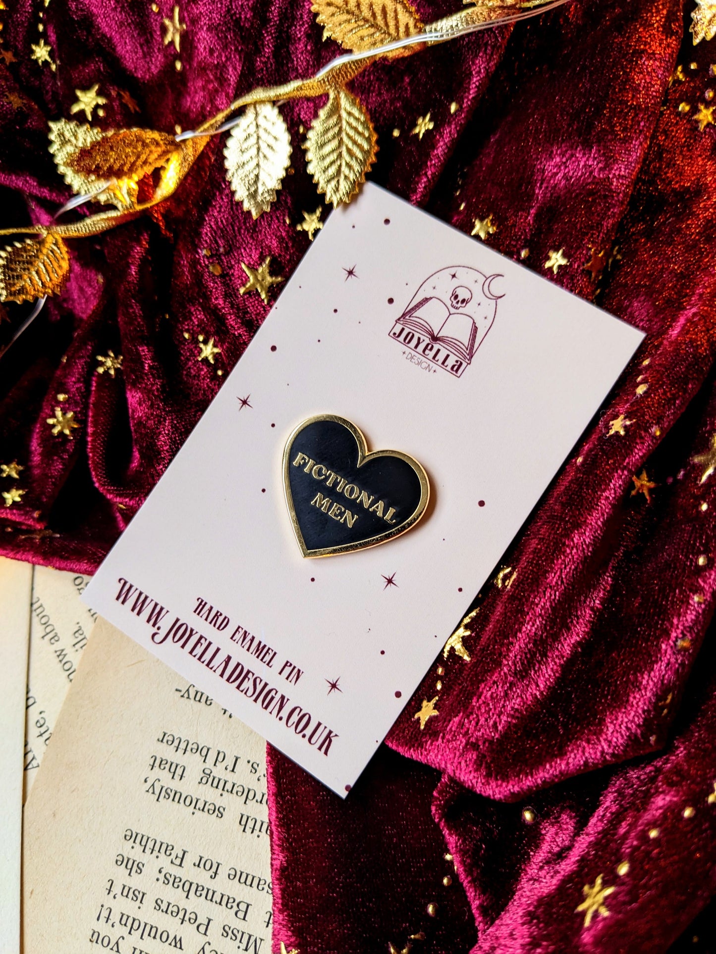 Fictional men heart hard enamel pin