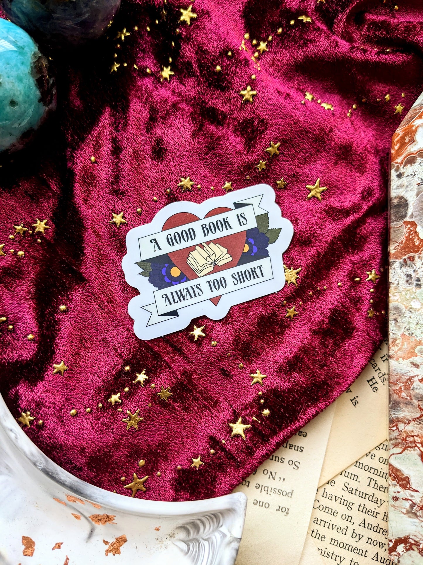 A Good Book is Always Too Short Clear Vinyl sticker