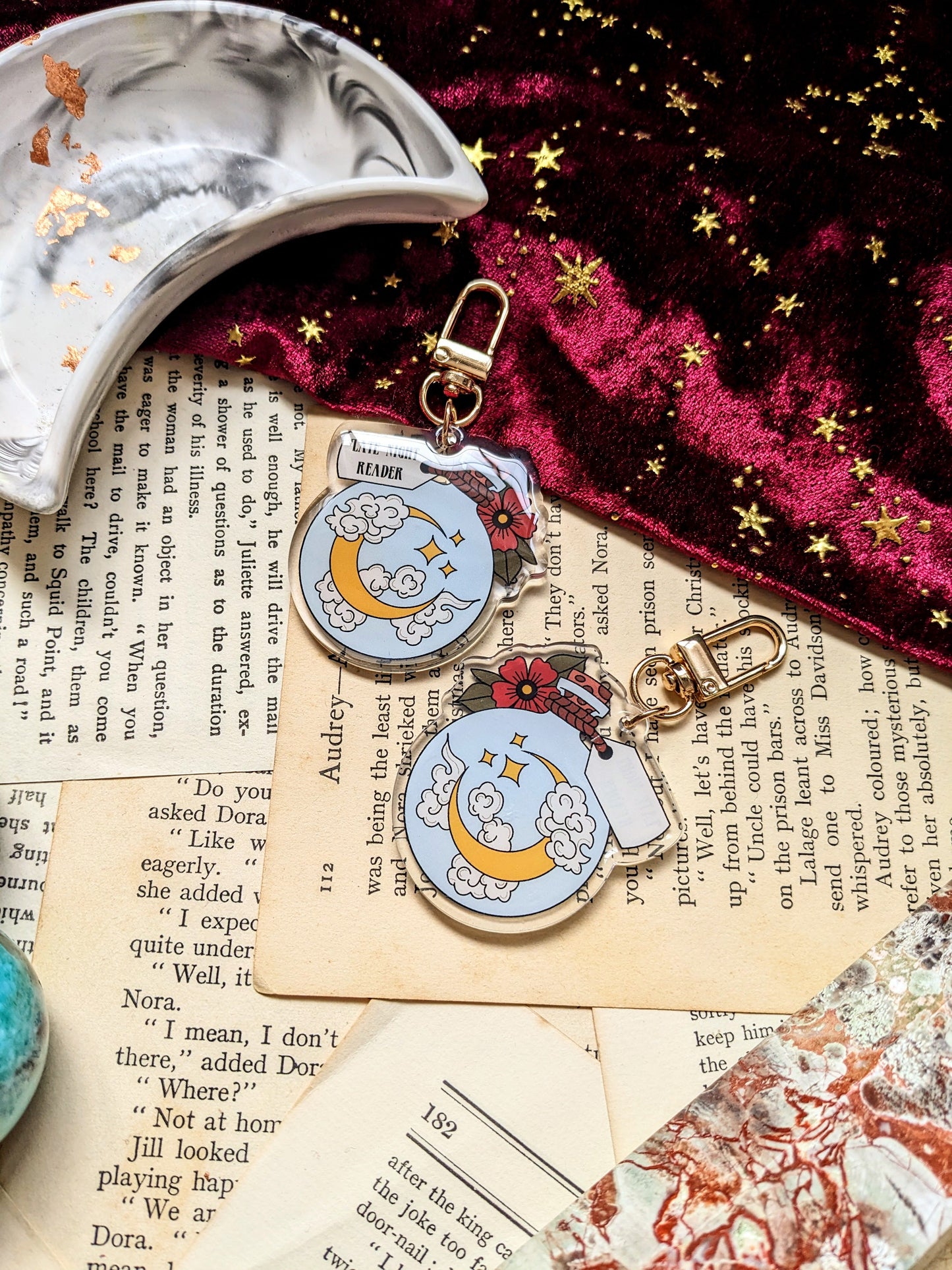Late Night Reader Acrylic Key-ring