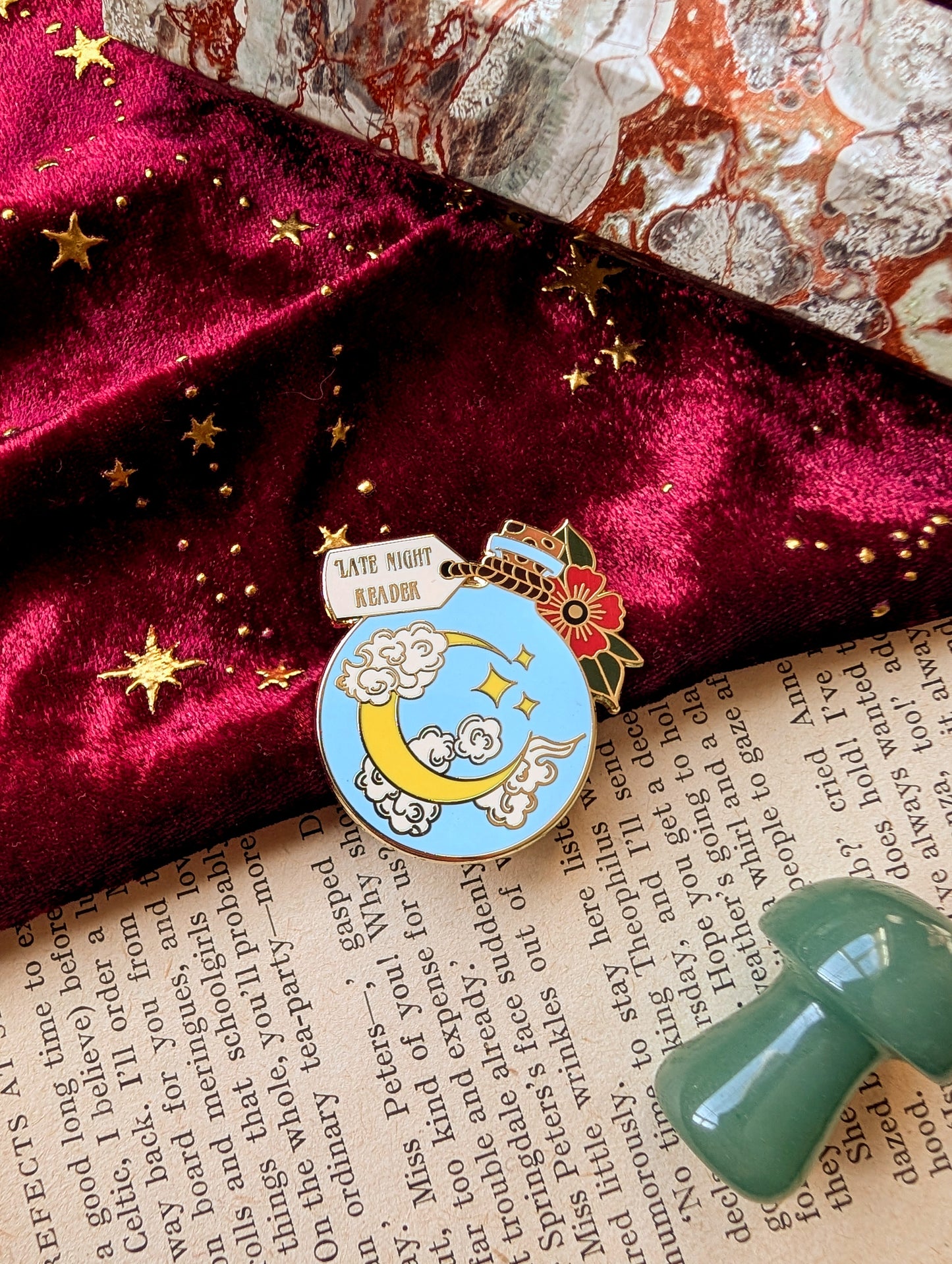 Late Night Reader hard enamel pin