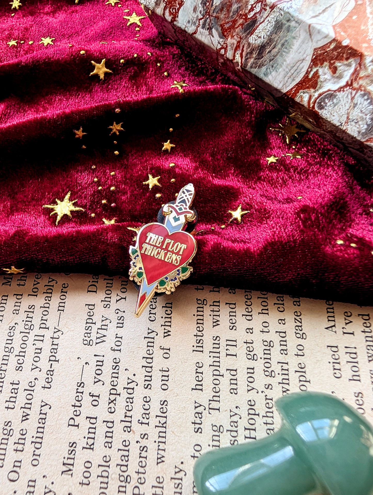 The Plot Thickens Dagger hard enamel pin