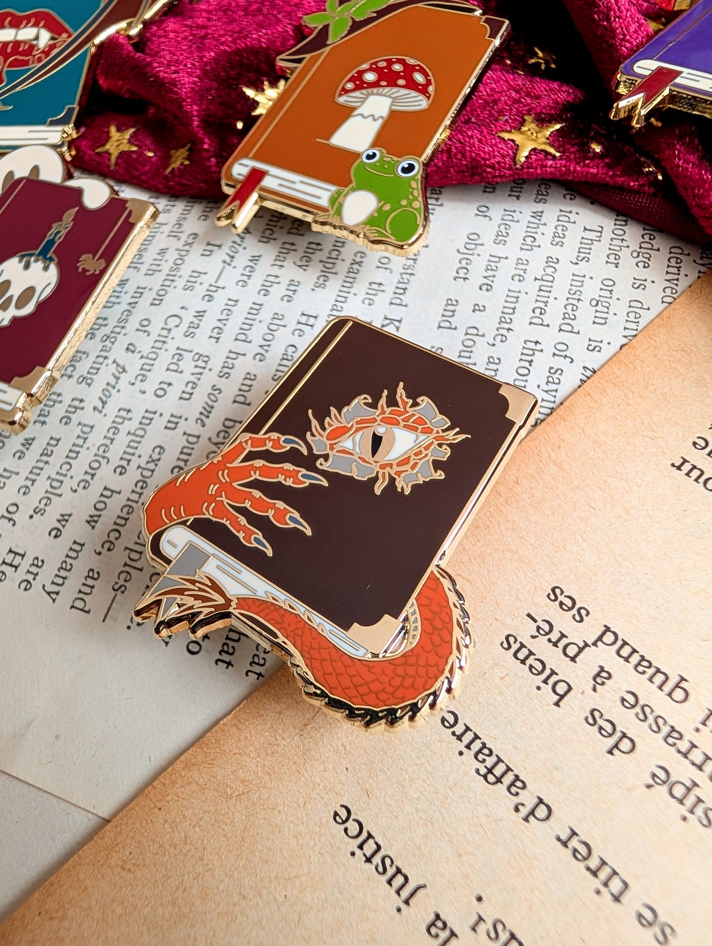 Dragon book enamel pin