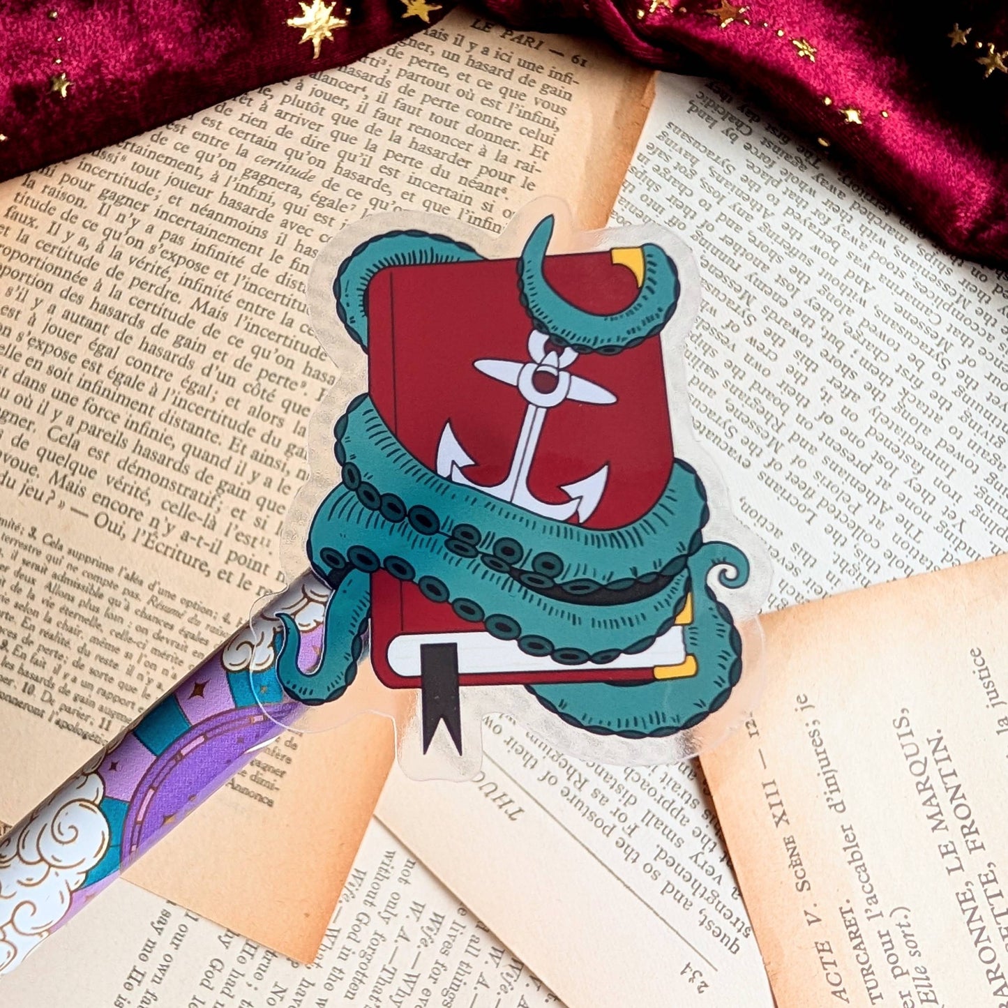Sea Monster book Clear Vinyl sticker