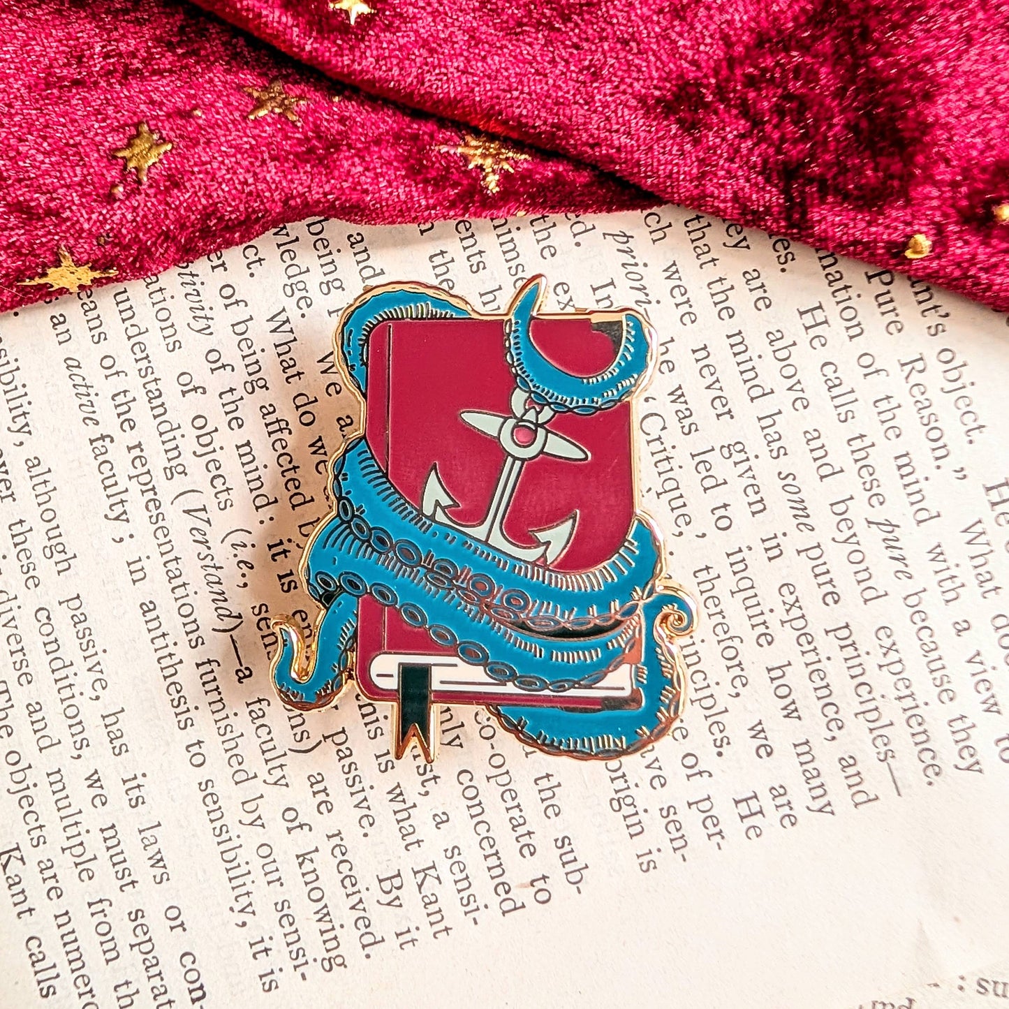 Sea Monster book enamel pin