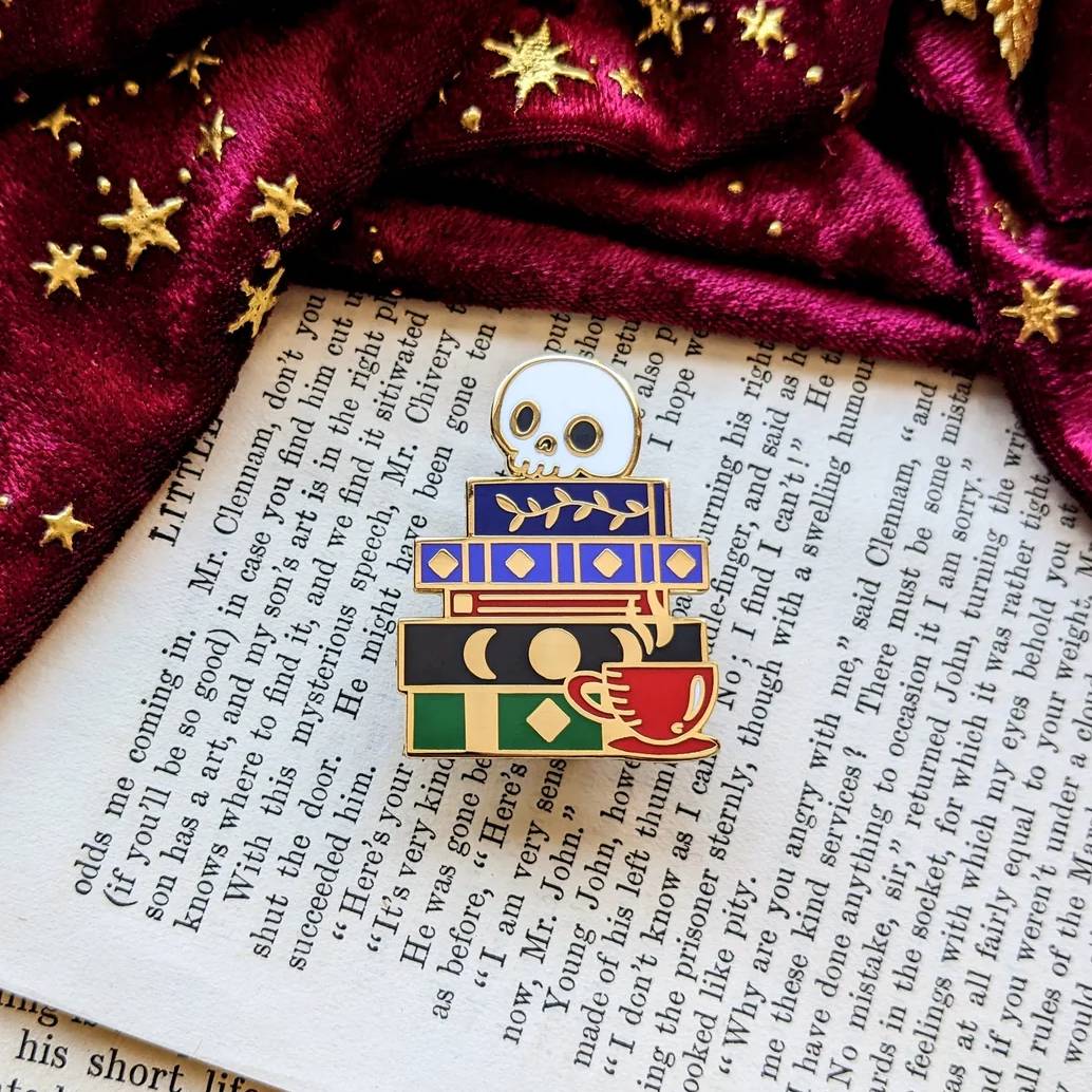 Book stack hard Enamel pin