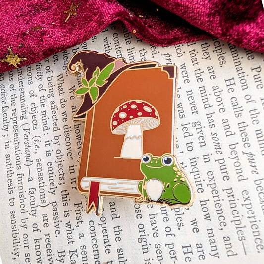 Cottagecore Witch book enamel pin