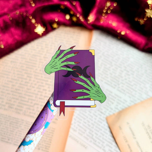 Green Witch book Clear Vinyl sticker