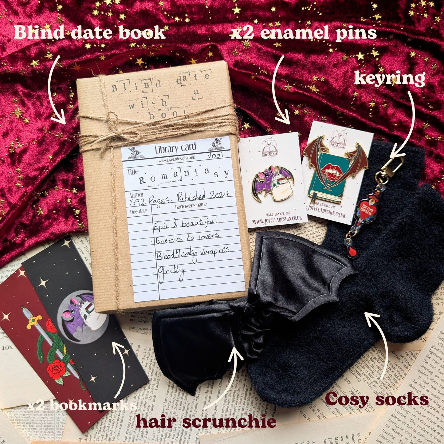Vampire Book Lover Gift Set | Romantasy Blind Date Book Box | Gothic Self Care Reading Kit