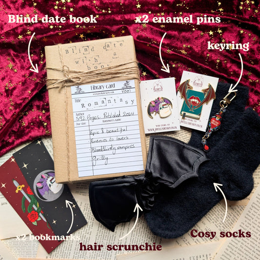 Vampire Book Lover Gift Set | Romantasy Blind Date Book Box | Gothic Self Care Reading Kit