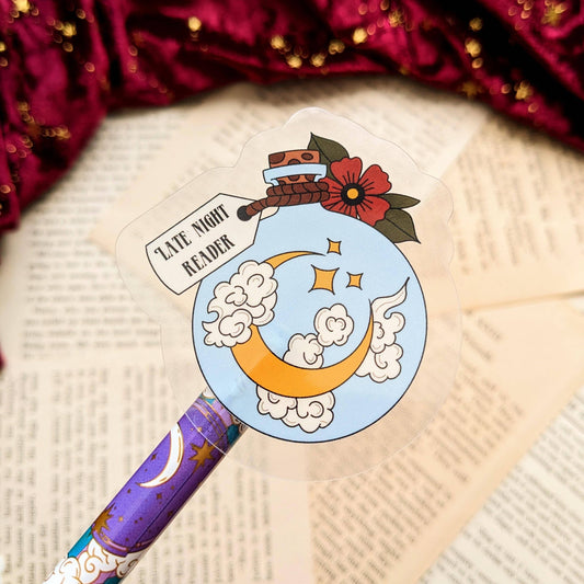 Late Night Reader Clear Vinyl sticker