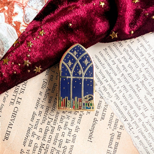 Library Window hard enamel pin
