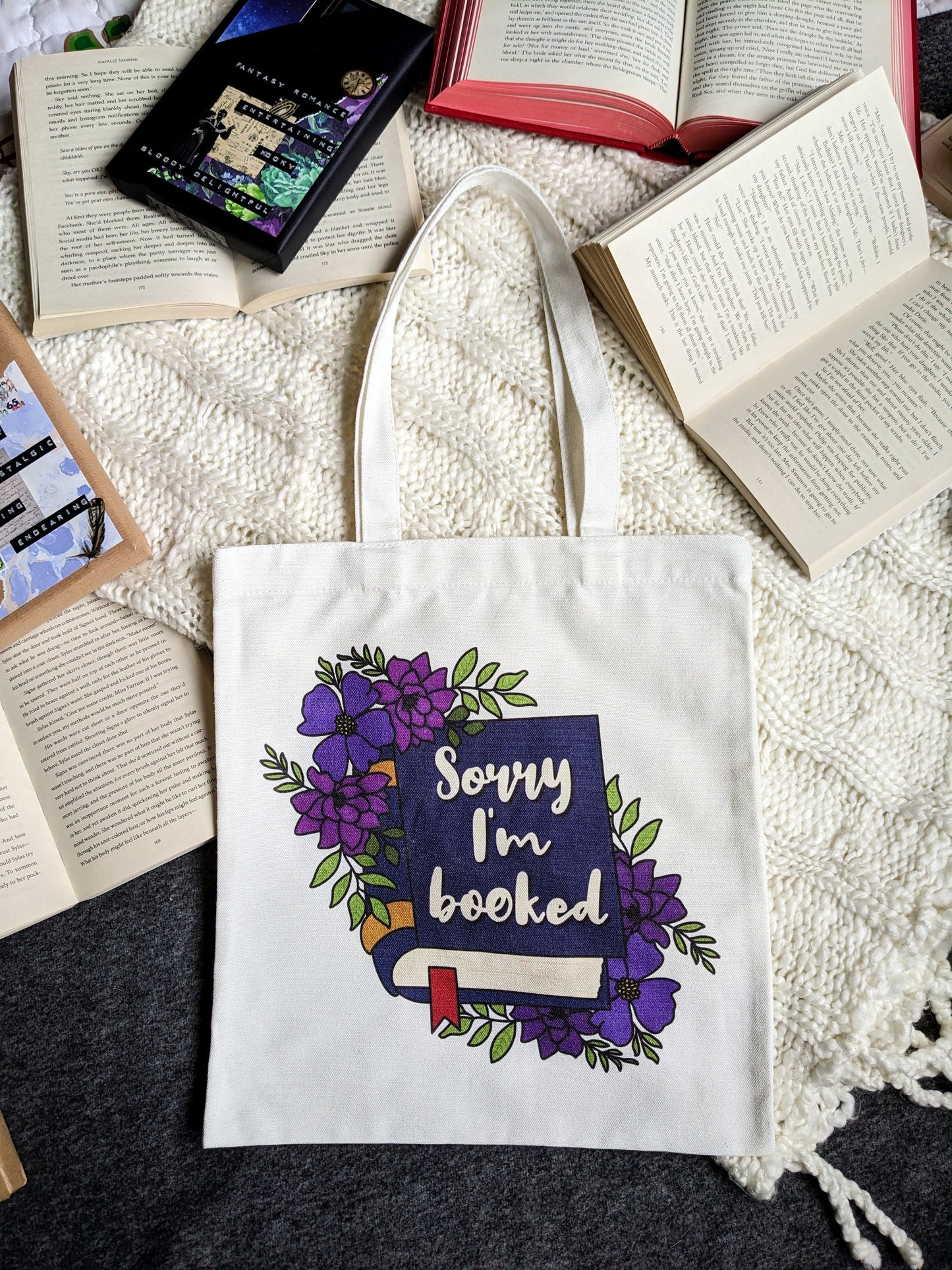 Sorry I'm Booked tote bag