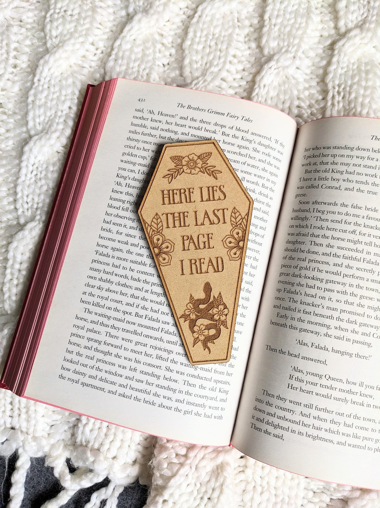 Coffin Wooden bookmark -Here lies the last page I read