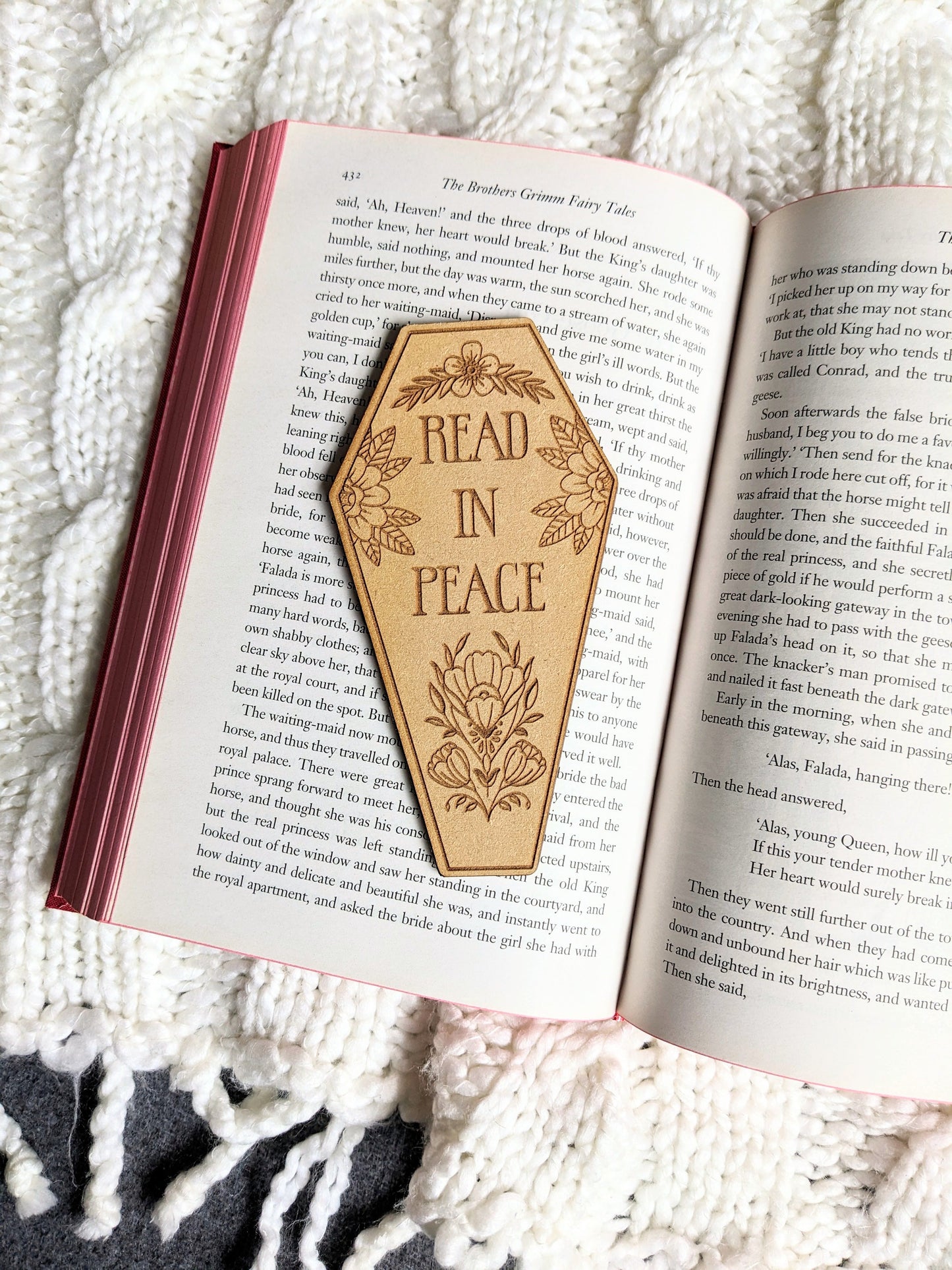 Coffin Wooden bookmark -Read in Peace