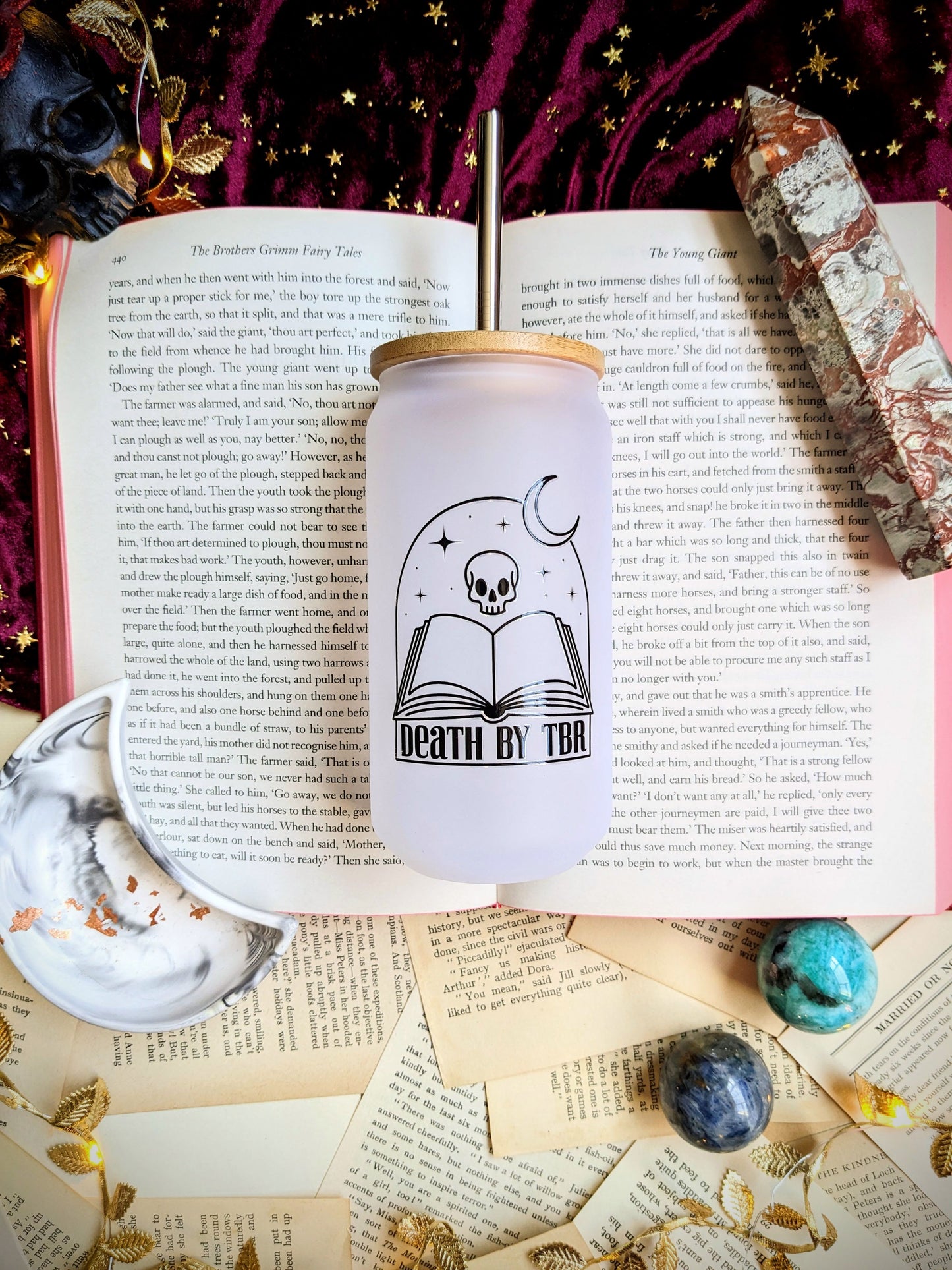 Death by TBR 18oz frosted glass tumbler