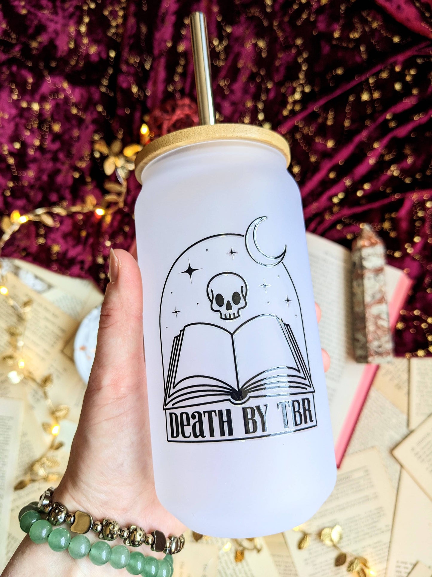 Death by TBR 18oz frosted glass tumbler