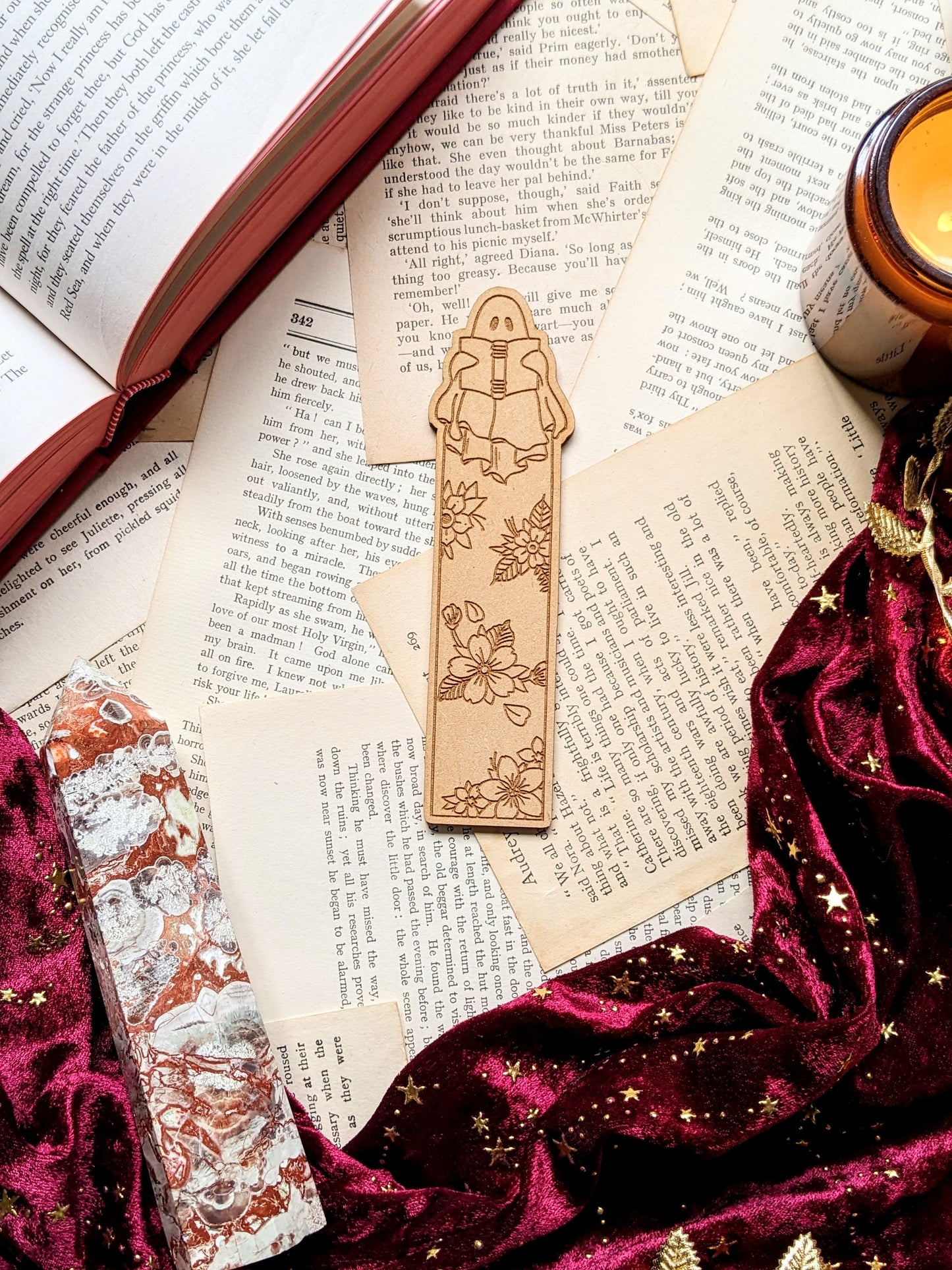 Reading ghost wooden Bookmark