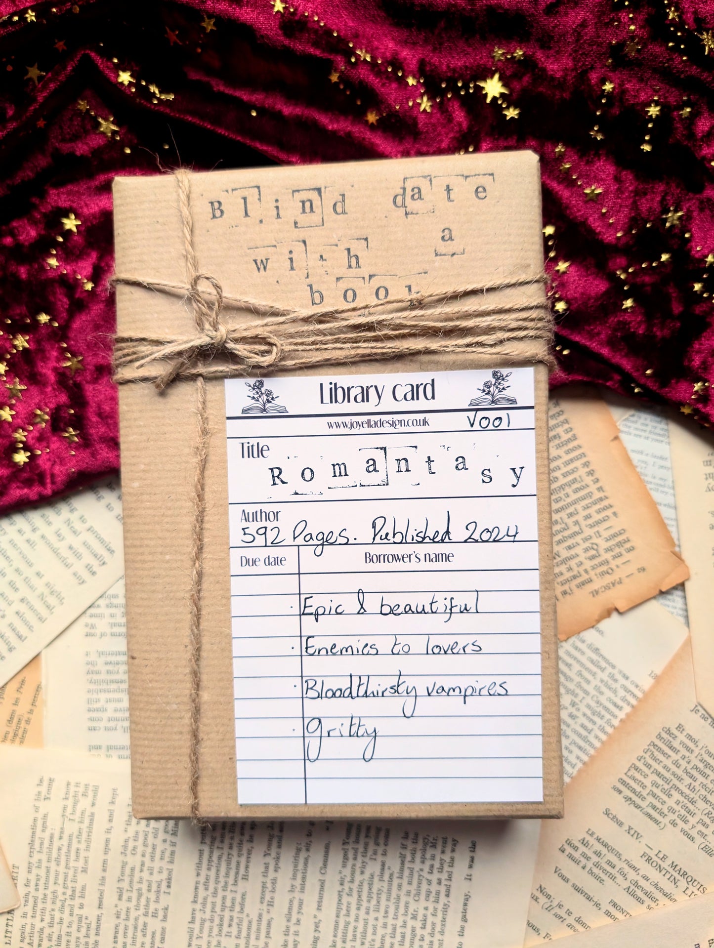 Vampire Book Lover Gift Set | Romantasy Blind Date Book Box | Gothic Self Care Reading Kit