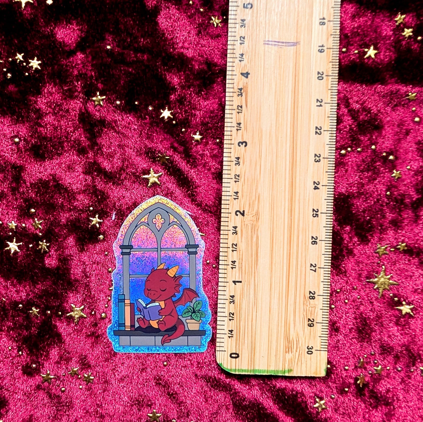 Reading Dragon glitter vinyl sticker