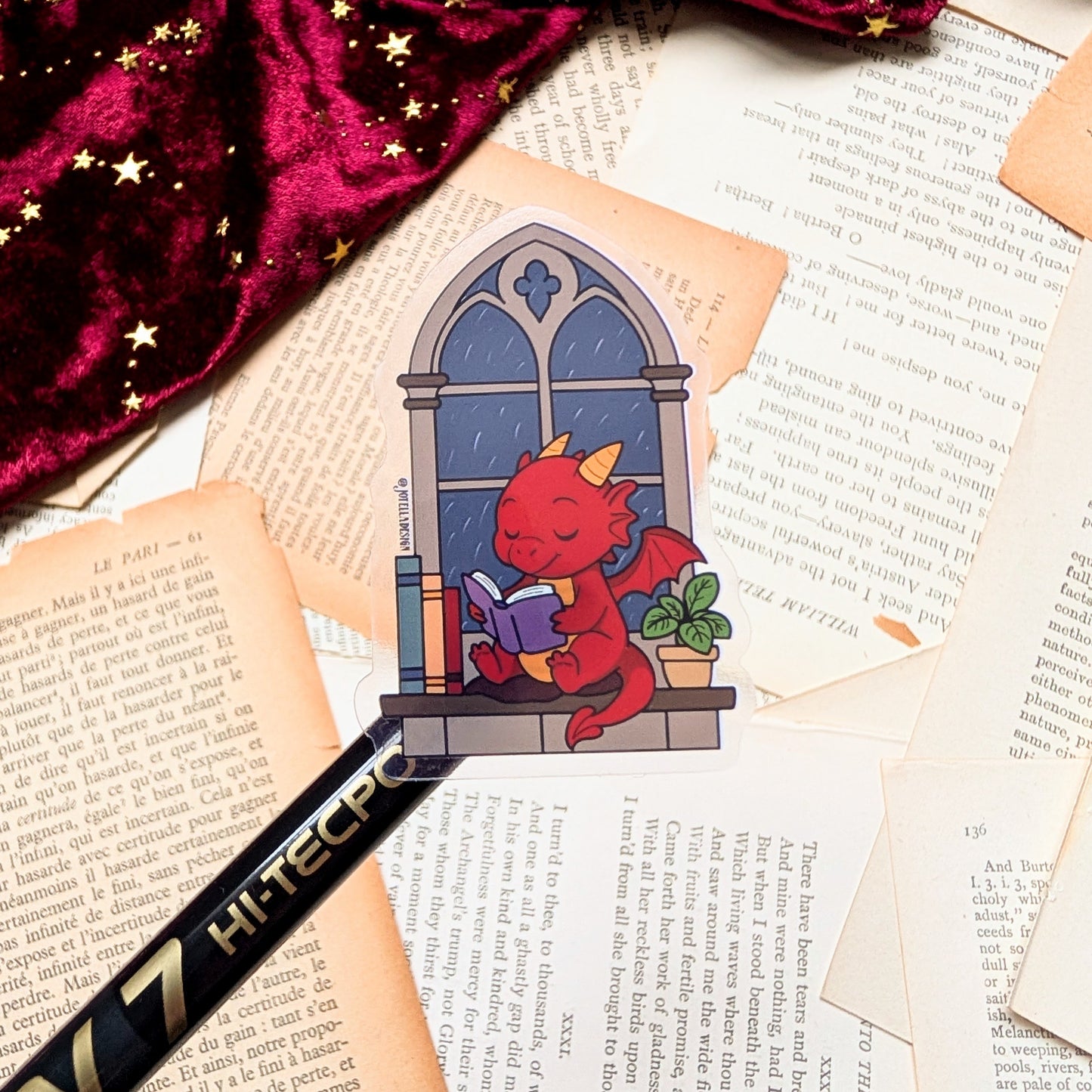 Reading Dragon clear vinyl sticker