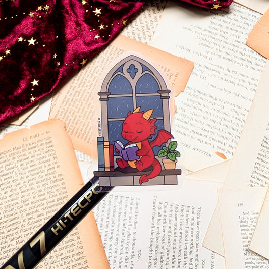 Reading Dragon clear vinyl sticker