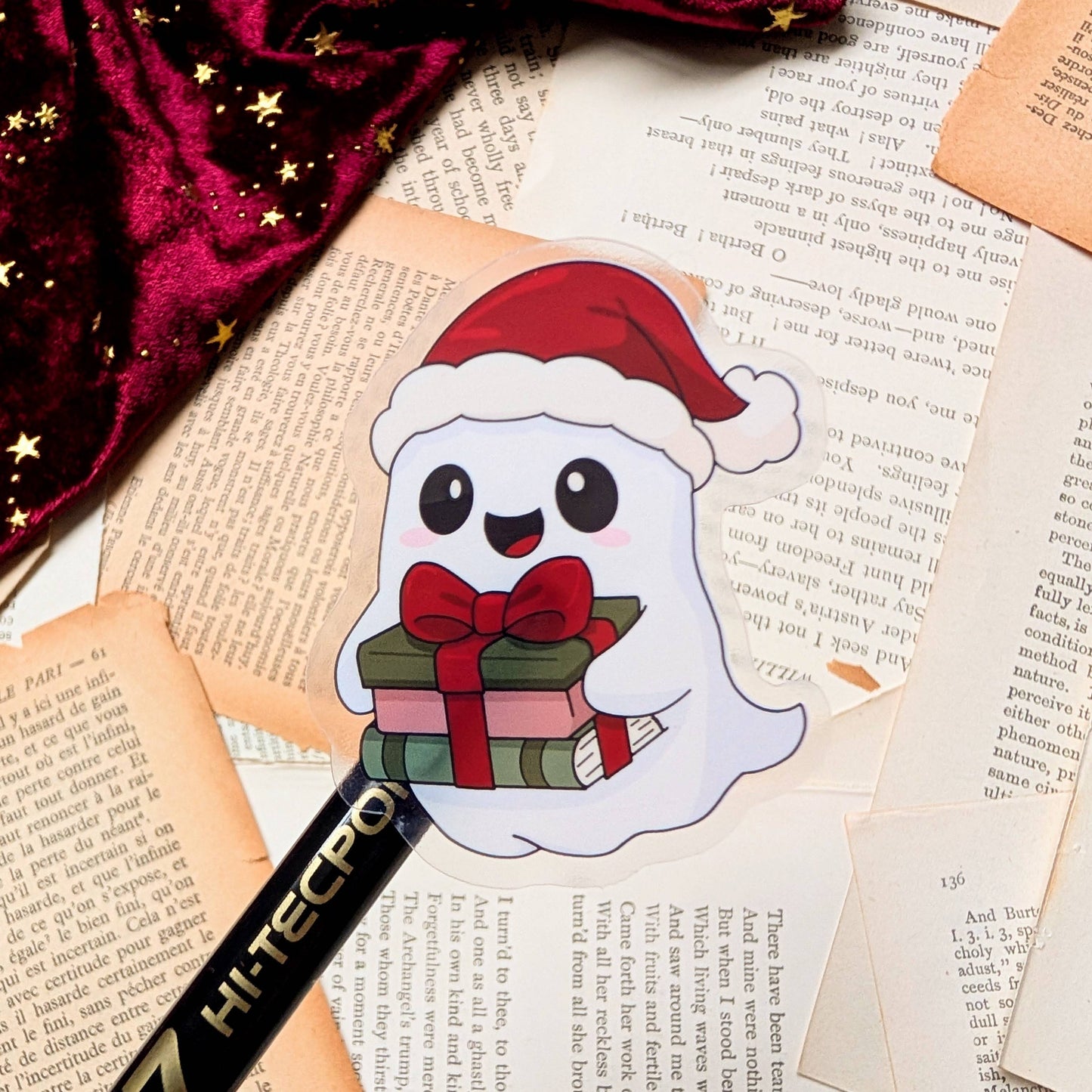 Christmas Ghost Clear Vinyl Sticker