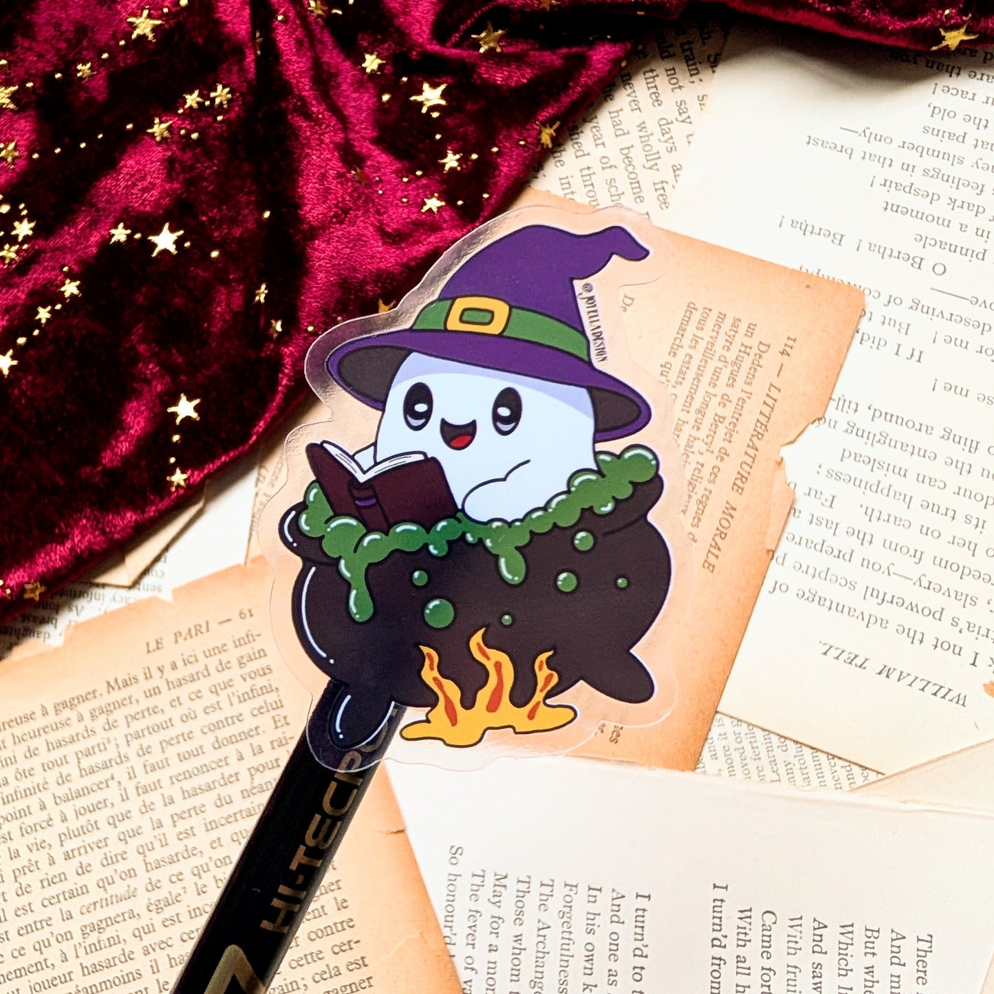 Self-care reading ghost clear vinyl sticker