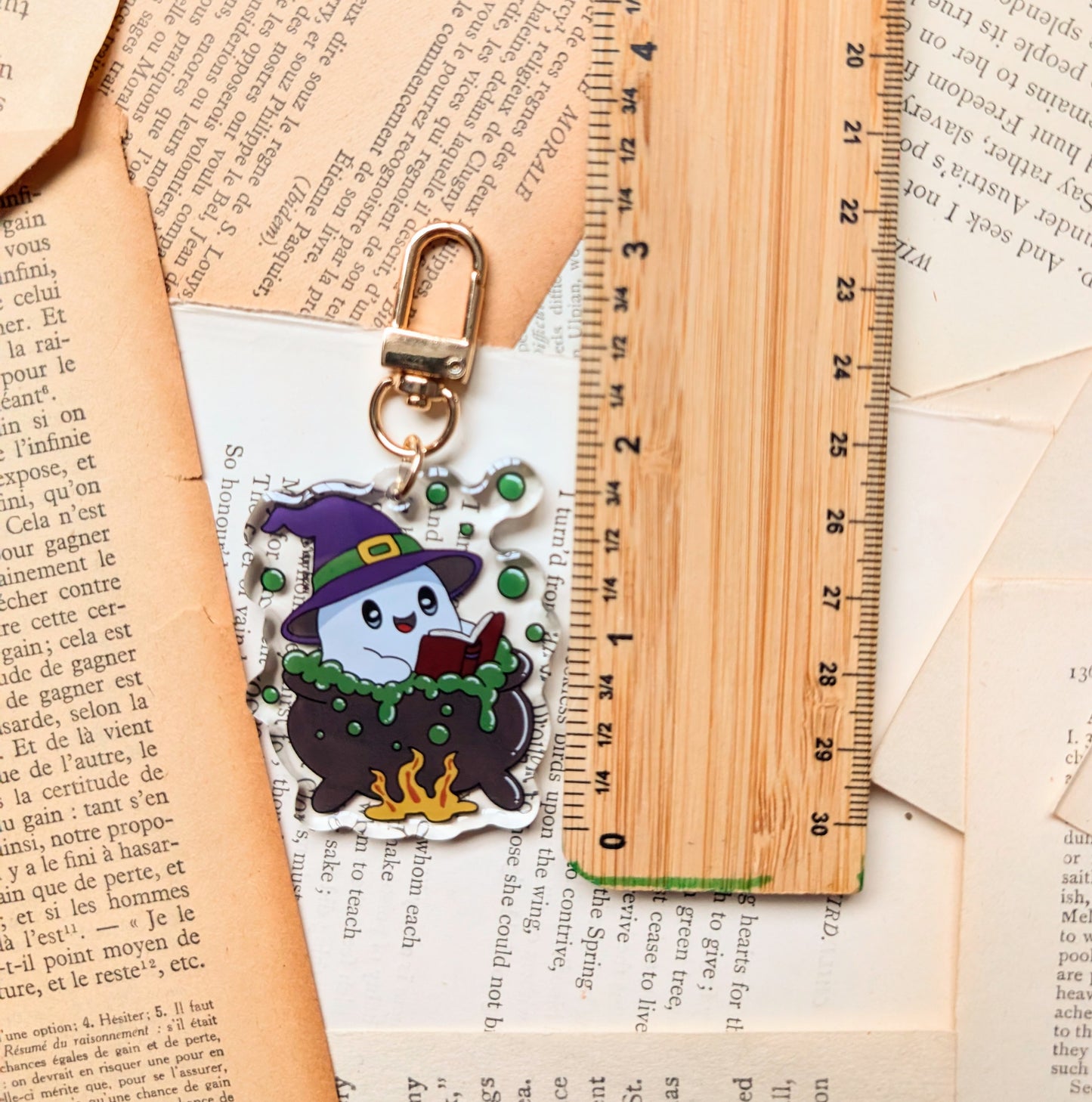 Self care reading ghost key-ring