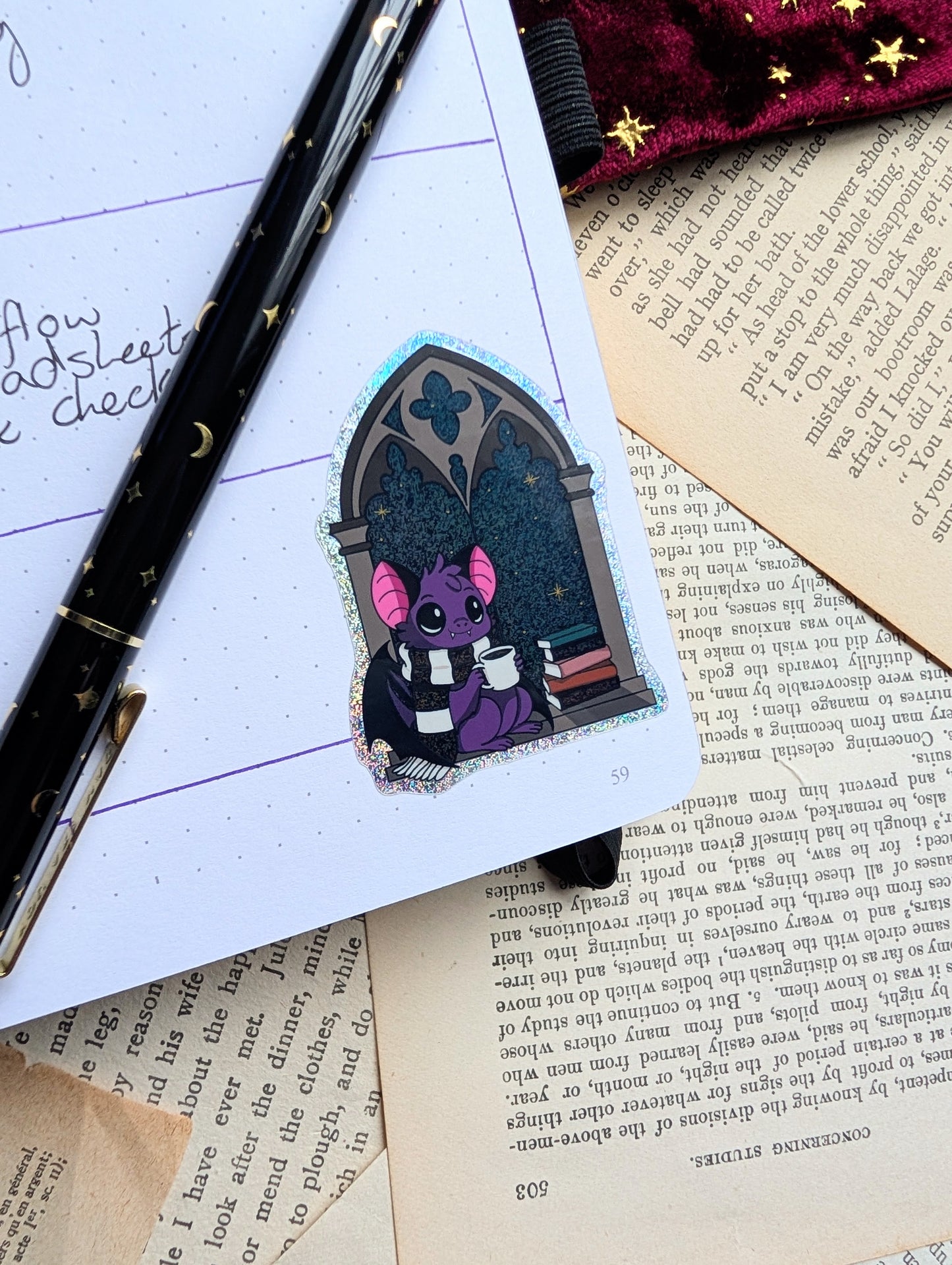 Dawn the bat window glitter sticker