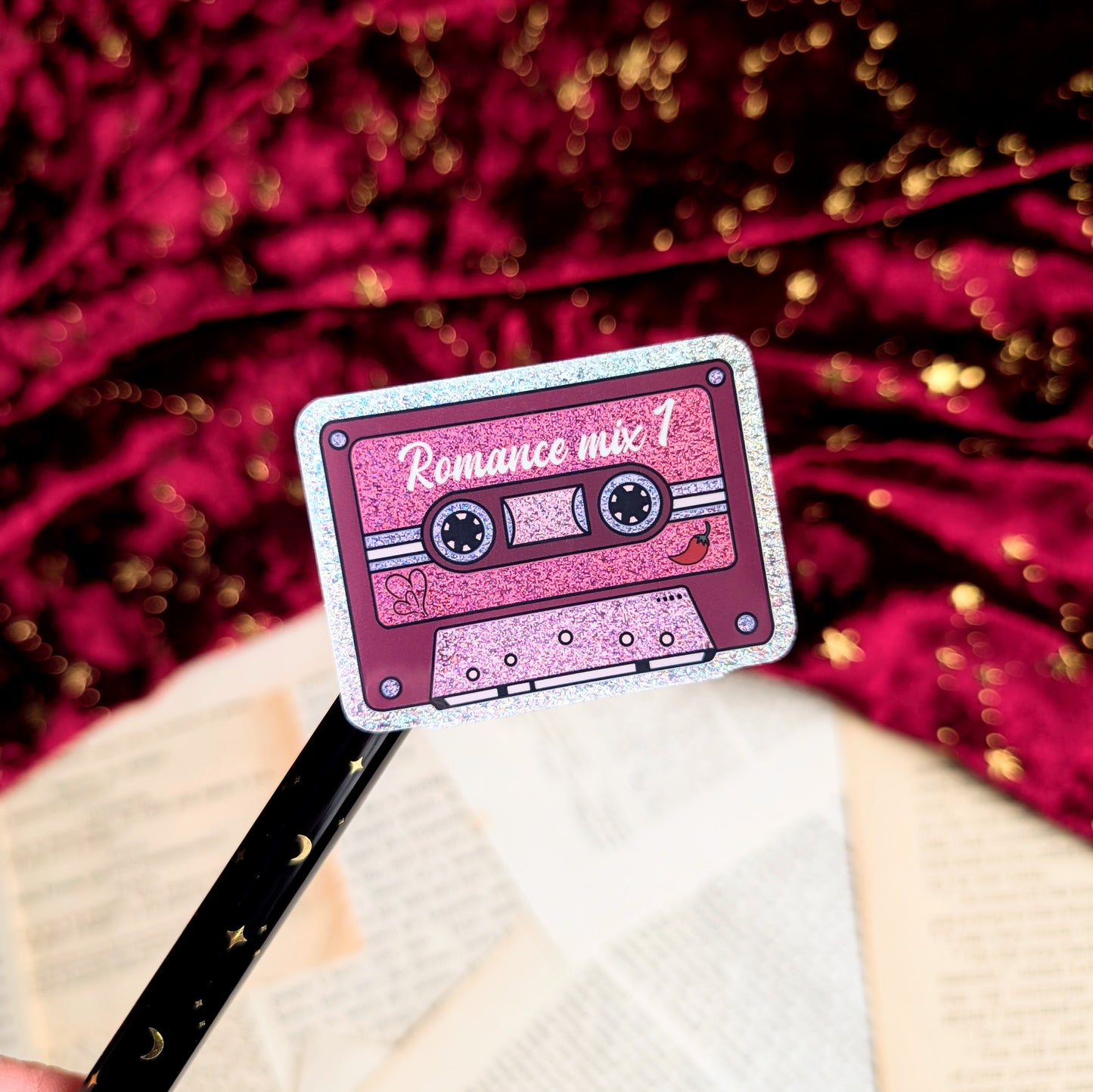 Romance mixtape glitter sticker