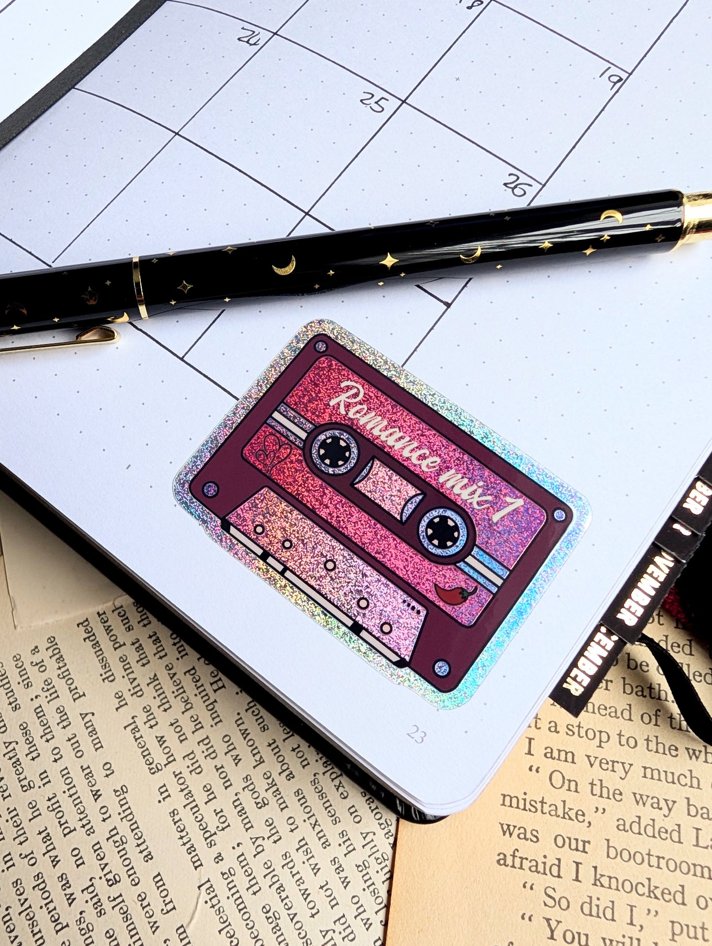 Romance mixtape glitter sticker