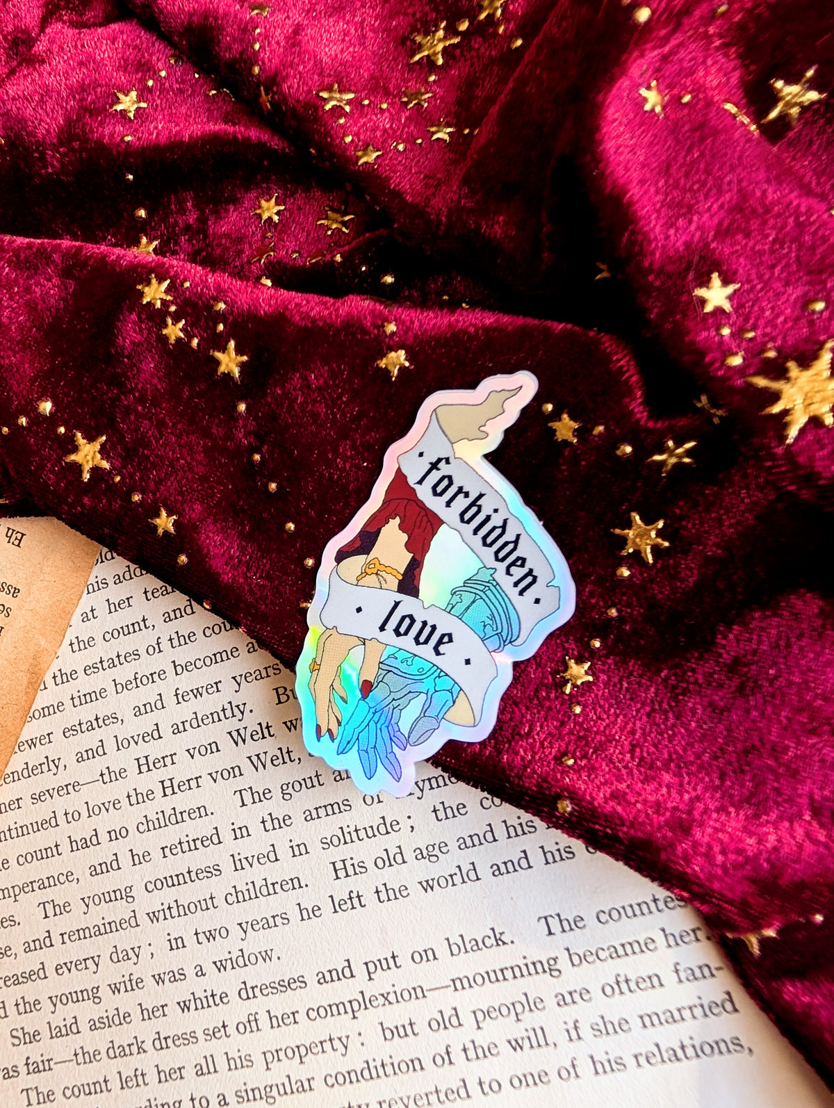 Forbidden Love Holographic vinyl sticker