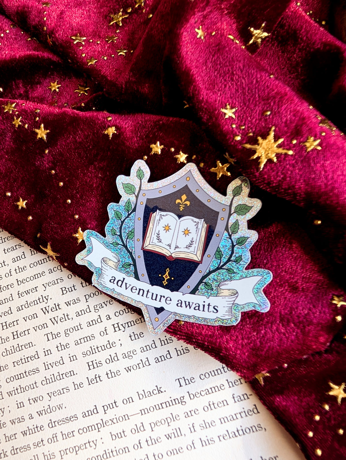 Adventure Awaits glitter vinly sticker