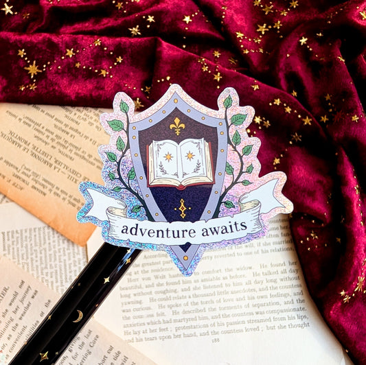 Adventure Awaits glitter vinly sticker
