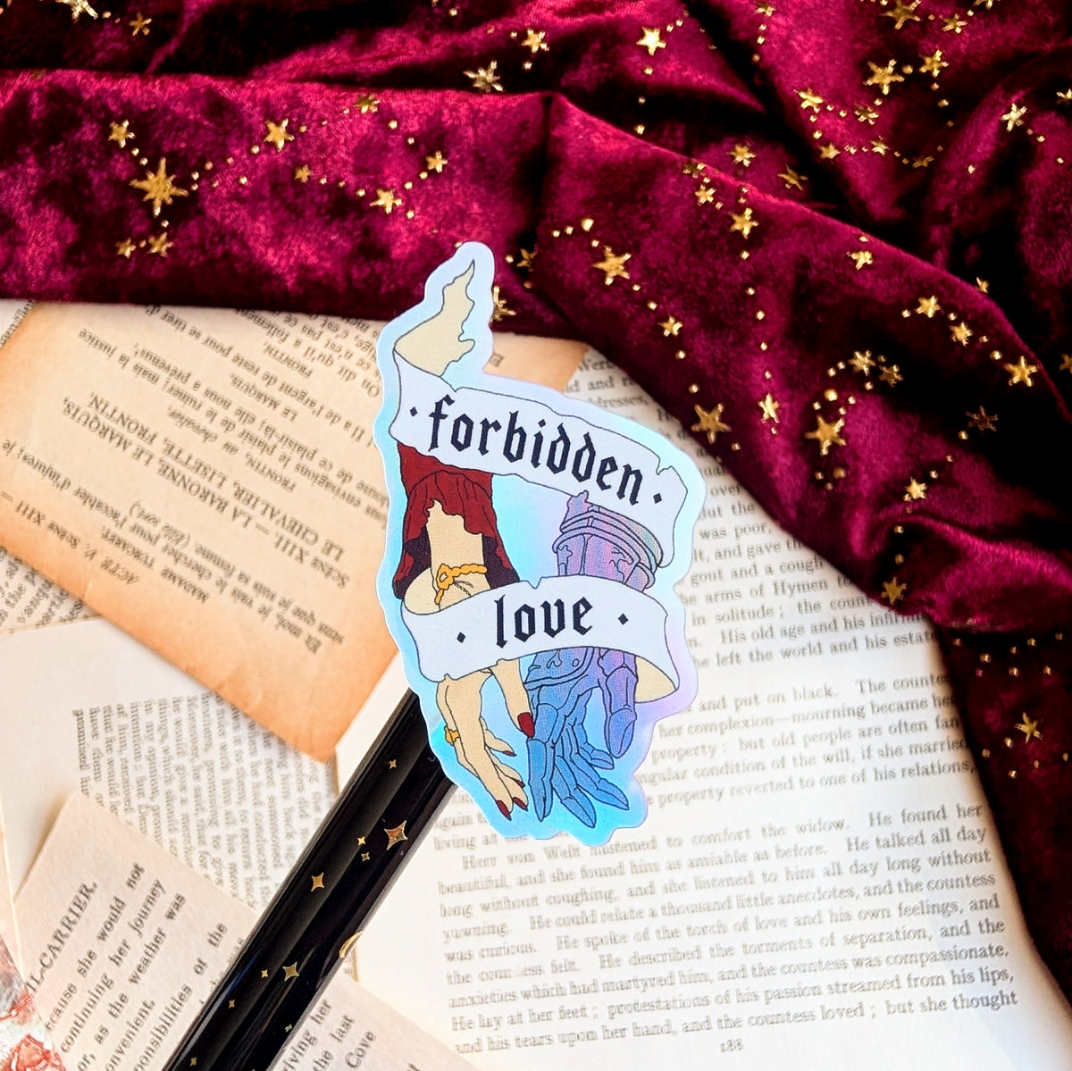 Forbidden Love Holographic vinyl sticker
