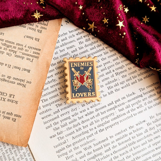 Enemies to Lovers Stamp enamel pin