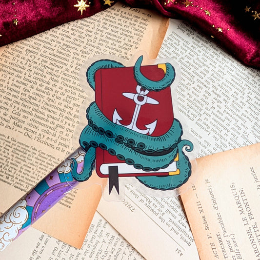 Sea Monster book Clear Vinyl sticker