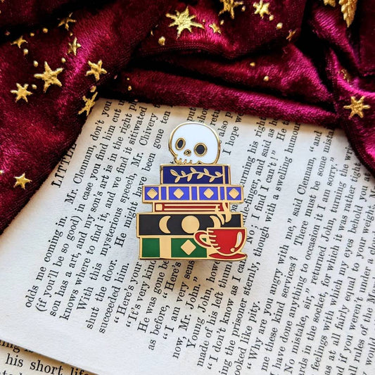 Book stack hard Enamel pin