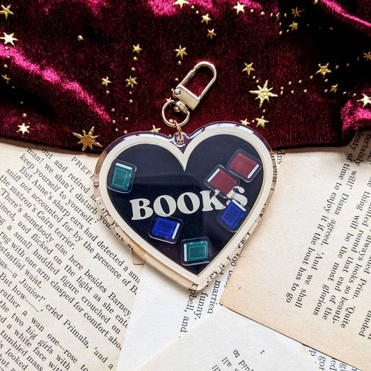 Books Heart Shaker Acrylic Key-ring