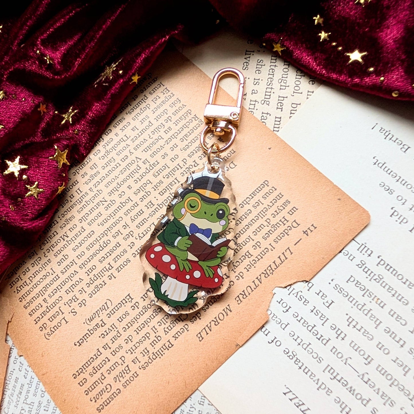 Reading frog key-ring