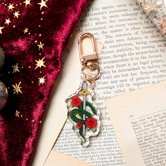 Snake and sword key-ring